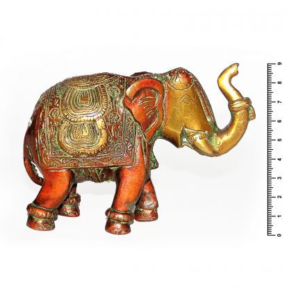 Слон с попоной коричневый h 9*13.5 см