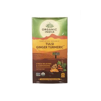 Чай Тулси с имбирем и куркумой, 25 пакетиков, Tulsi Ginger Turmeric tea, Organic India